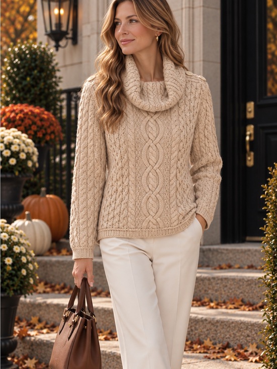 Aran Mor Sweaters - Aran Mór Ireland 100% Merino Wool Cable Knit Sweater — Medium